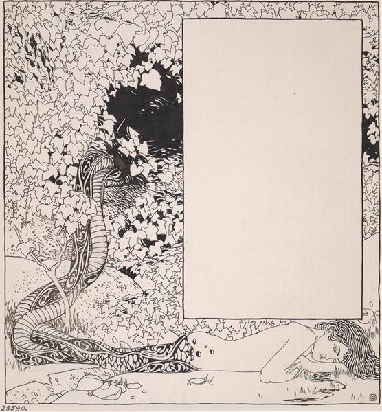 Sirena. Illustrazione per i sigilli Jugendschatz tedeschi. - 1896