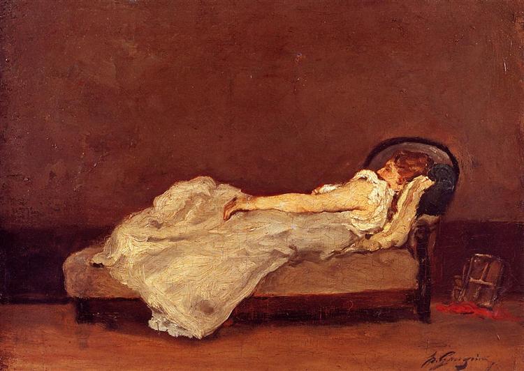 Mette Asleep on a Sofa - 1875