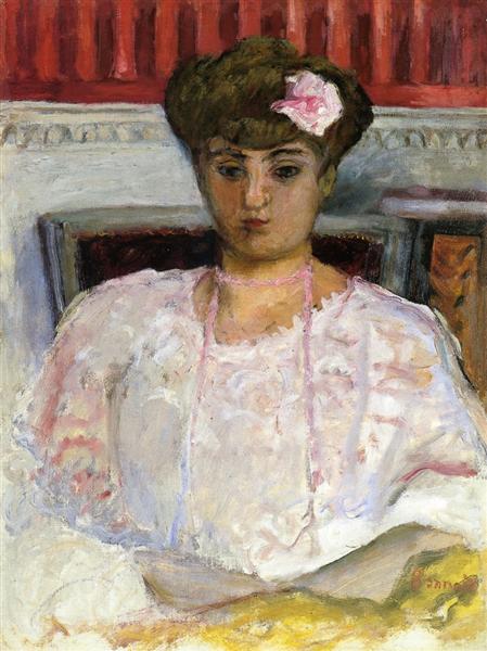 Misia with a pink bouquet - 1908