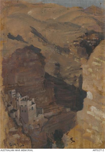 Monastery at the Wady Kelt ravine - 1918