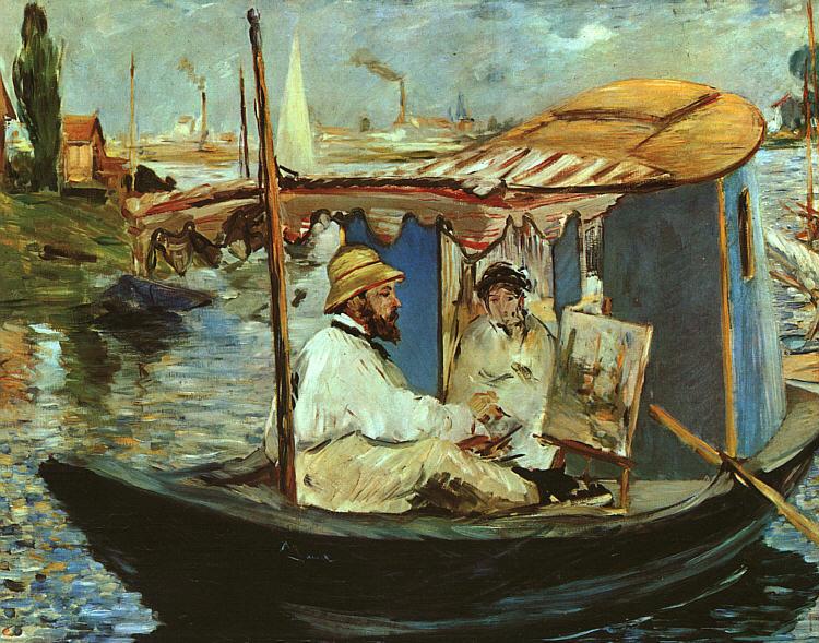 Monet On His Boat Study - 1874