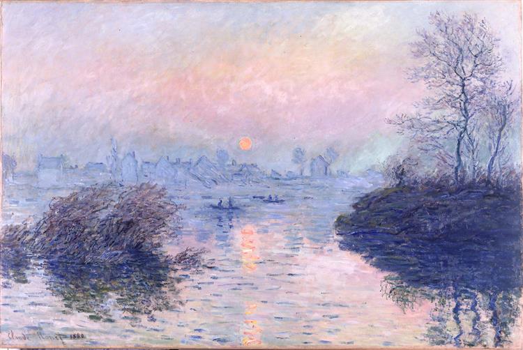 Sunset su Sena a Bavacourt - Effetto invernale - 1880