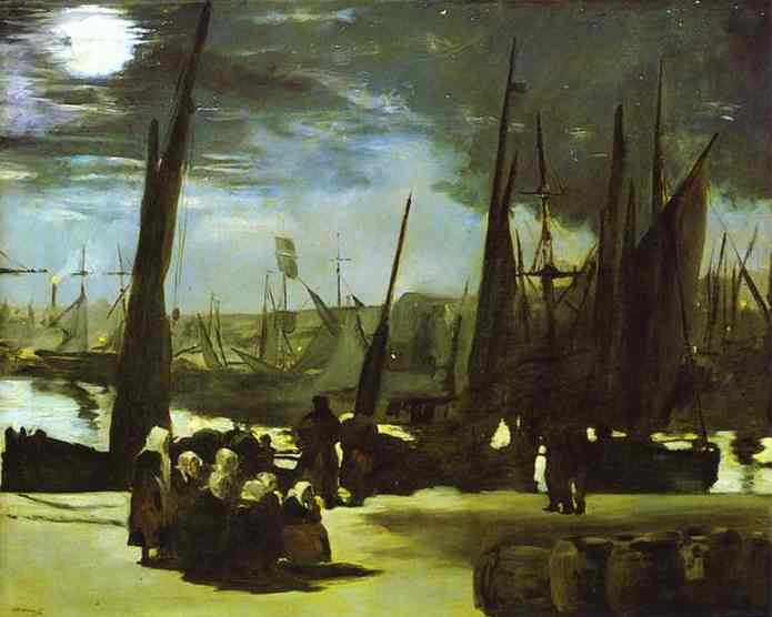 Måneskin i havnen i Boulogne - 1868