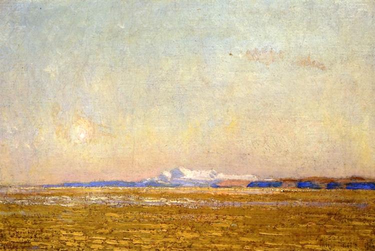 Księżyc o zachodzie słońca - Harney Desert - 1908