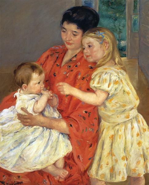 Mère et Sara admirant le bébé - 1901