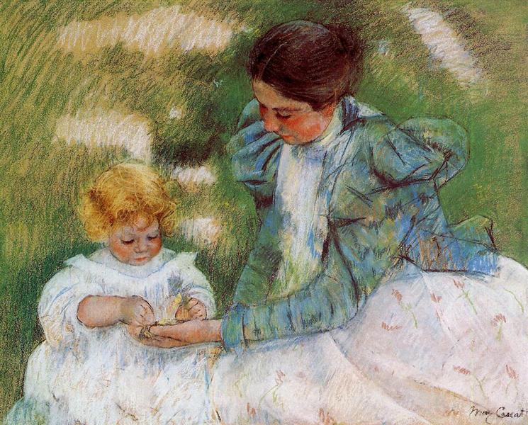 Mother playing with her son - 1899