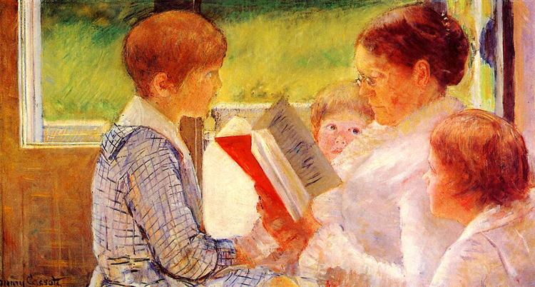 Frau Cassatt liest ihre Enkelkinder - 1880