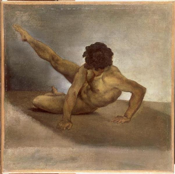 Naked Man ansikte ner på marken - 1817