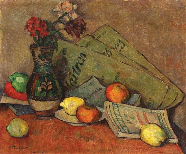 Die Natur mit Vase und Früchten anheben - 1920