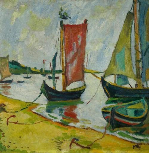 Côte Nidden avec bateaux de pêche - 1909