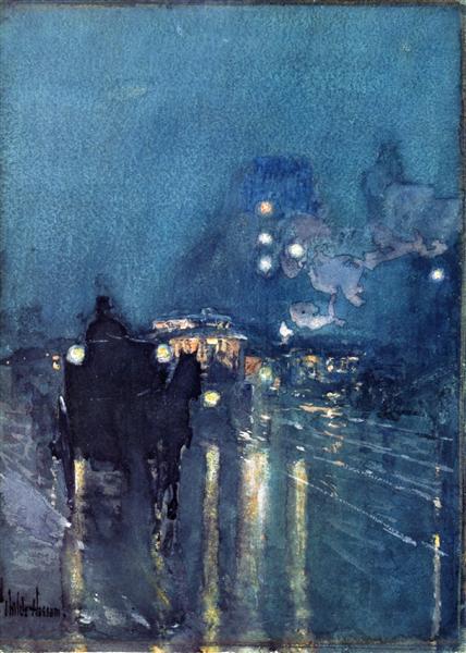 Nacht - Eisenbahnkreuzung - Chicago - 1893