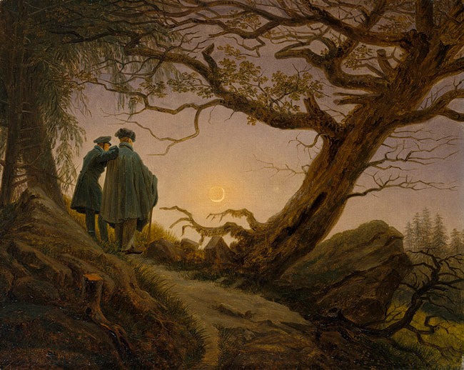 Twee mannen die de maan overwegen - 1830