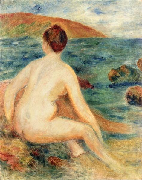 Nude Bather Seated by the Sea - 1882