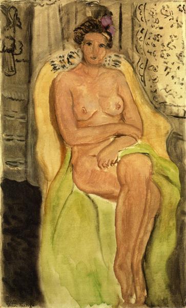 Nude in an armchair, legs crossed 1920 