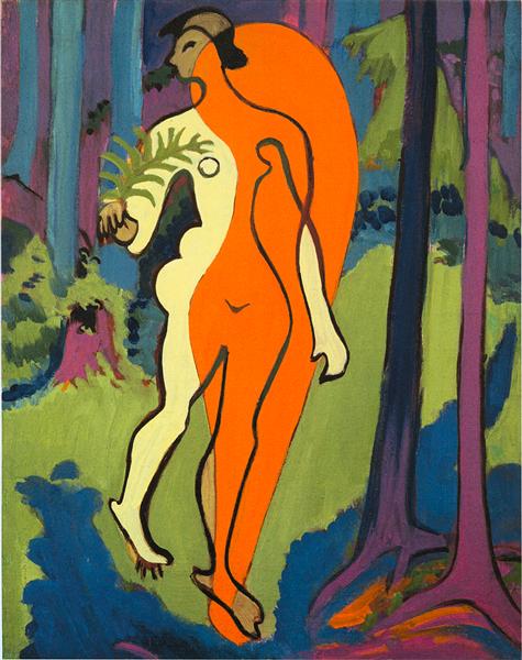 Naken orange och gul - 1930