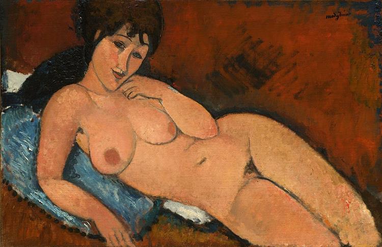 Nudo su un cuscino blu - 1917