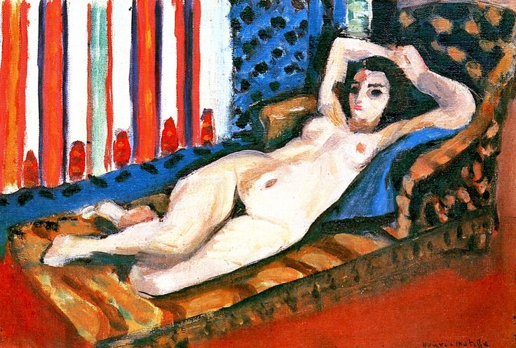 Nackt auf einem roten Sofa 1921