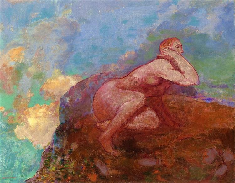 Femme nue dans les rochers