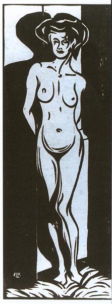 Jeune femme nue devant un four - 1905