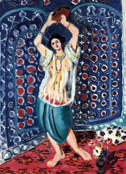 Odalisque avec tambourin harmonie en bleu 1926 