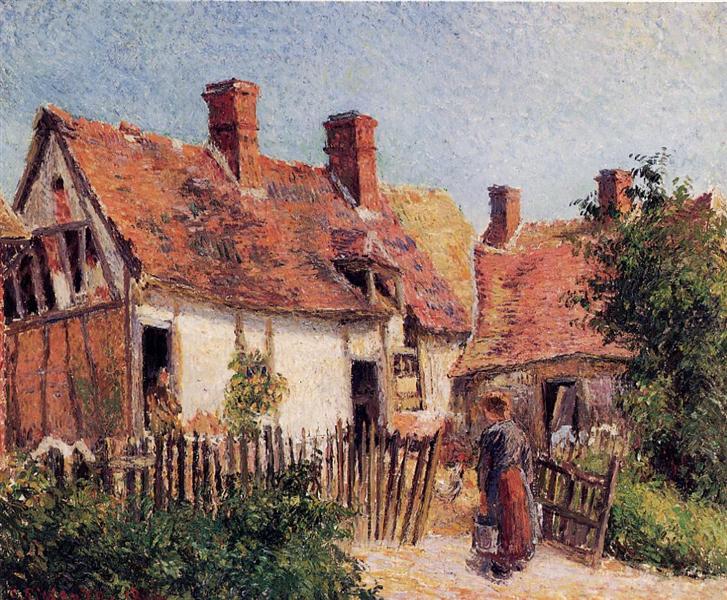 Alte Häuser in Eragny - 1884