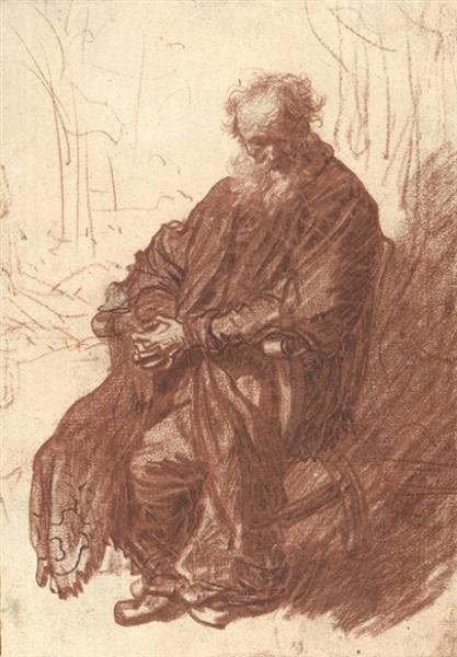 Elder sitting in an armchair - whole body - 1631