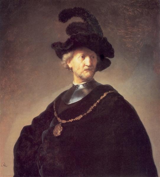 Old with black hat and Gorjal - 1631