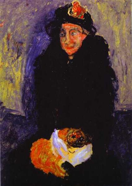 Ältere Dame mit Hund - 1919 