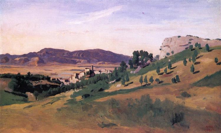 Olevano - La ville et les rochers - 1827