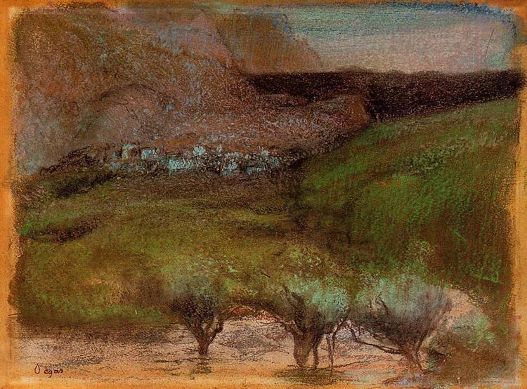 Olive trees against a mountain background - 1893