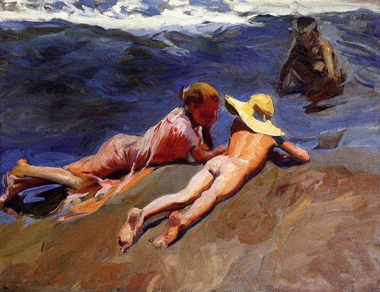 In der Arena - Strand von Valencia - 1908