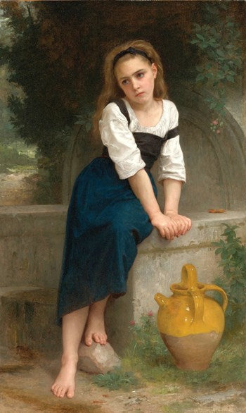 Niña Huérfana En Una Fuente - 1883