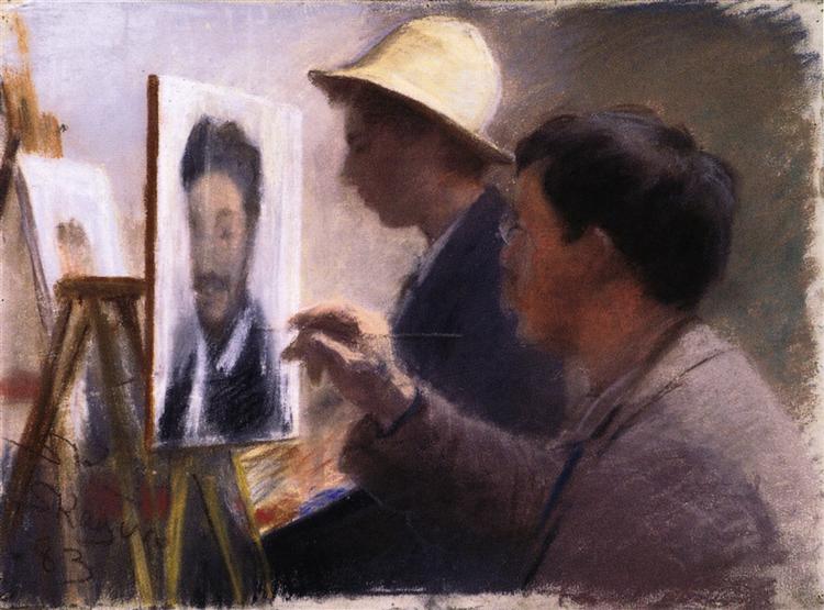 Oscar Björck og Eilif Peterssen Paint Portraits of Georg Brandes - 1883