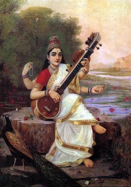 Maleri af gudinden Saraswati - 1896