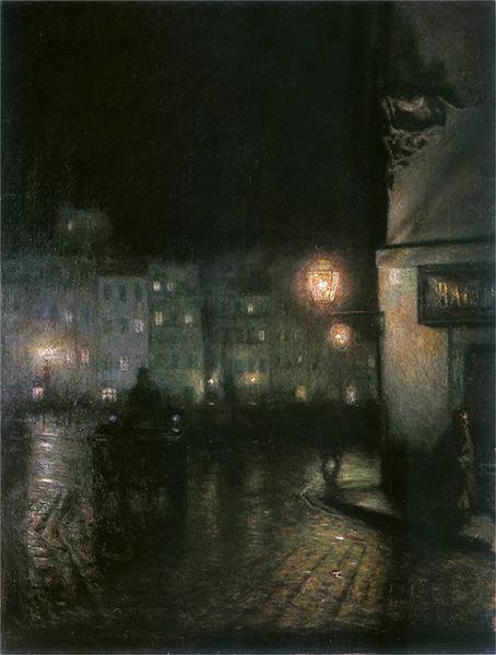 Warsaw market at night - 1892