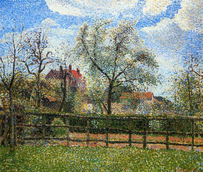 Pear Trees and Flowers at Eragny - Morning - 1886