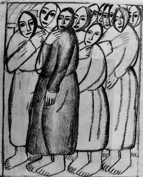 Donne contadini in una chiesa - 1912