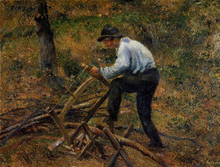 Pere Melón en affirmant le bois - Pontoise - 1879