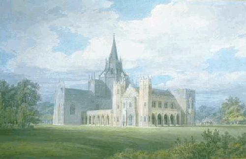 Perspektivní pohled na Fonthill's Abbey z jihozápadu - 1799