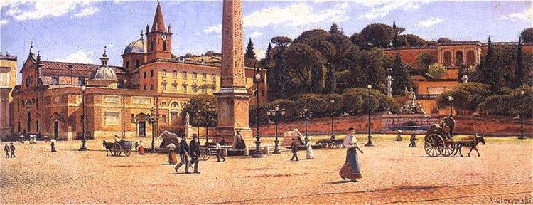 Piazza del Popolo con Rzymie - 1901