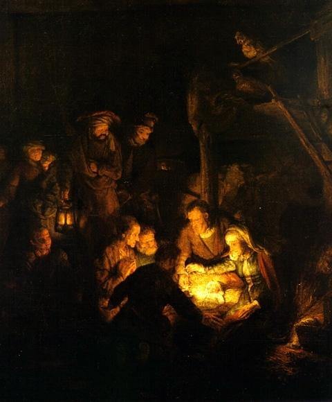 pintura Adoración De Los Pastores - Rembrandt