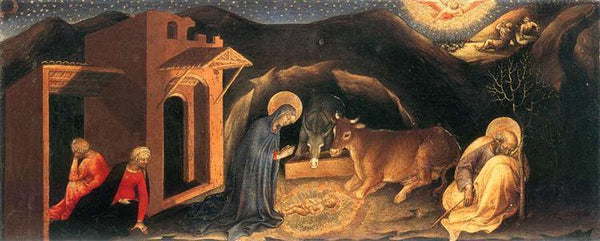 pintura Adoración Del Retablo De Los Reyes Magos, Panel De La Predela De La Izquierda Que Representa La Natividad - Gentile Da Fabriano