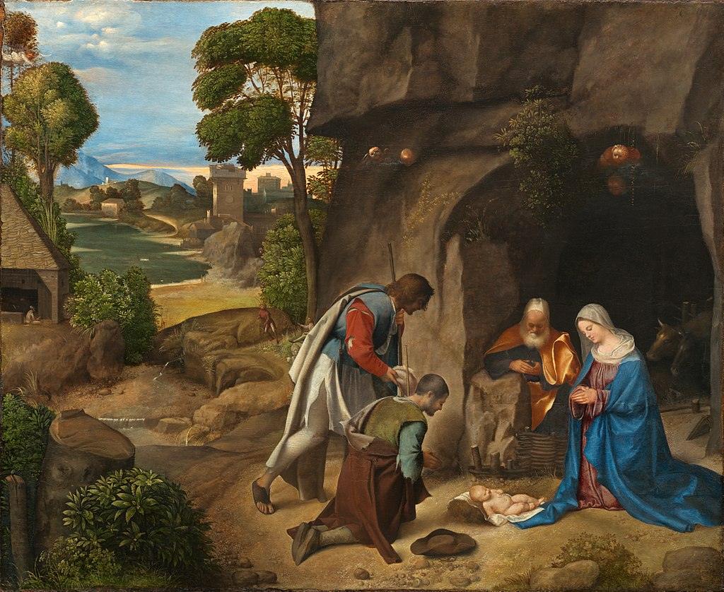 pintura Adoración de los Pastores – Giorgione