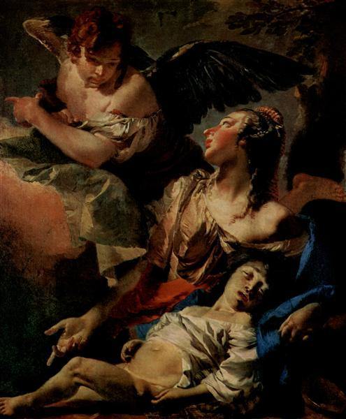 pintura Agar Asistido Por El Ángel - Giovanni Battista Tiepolo