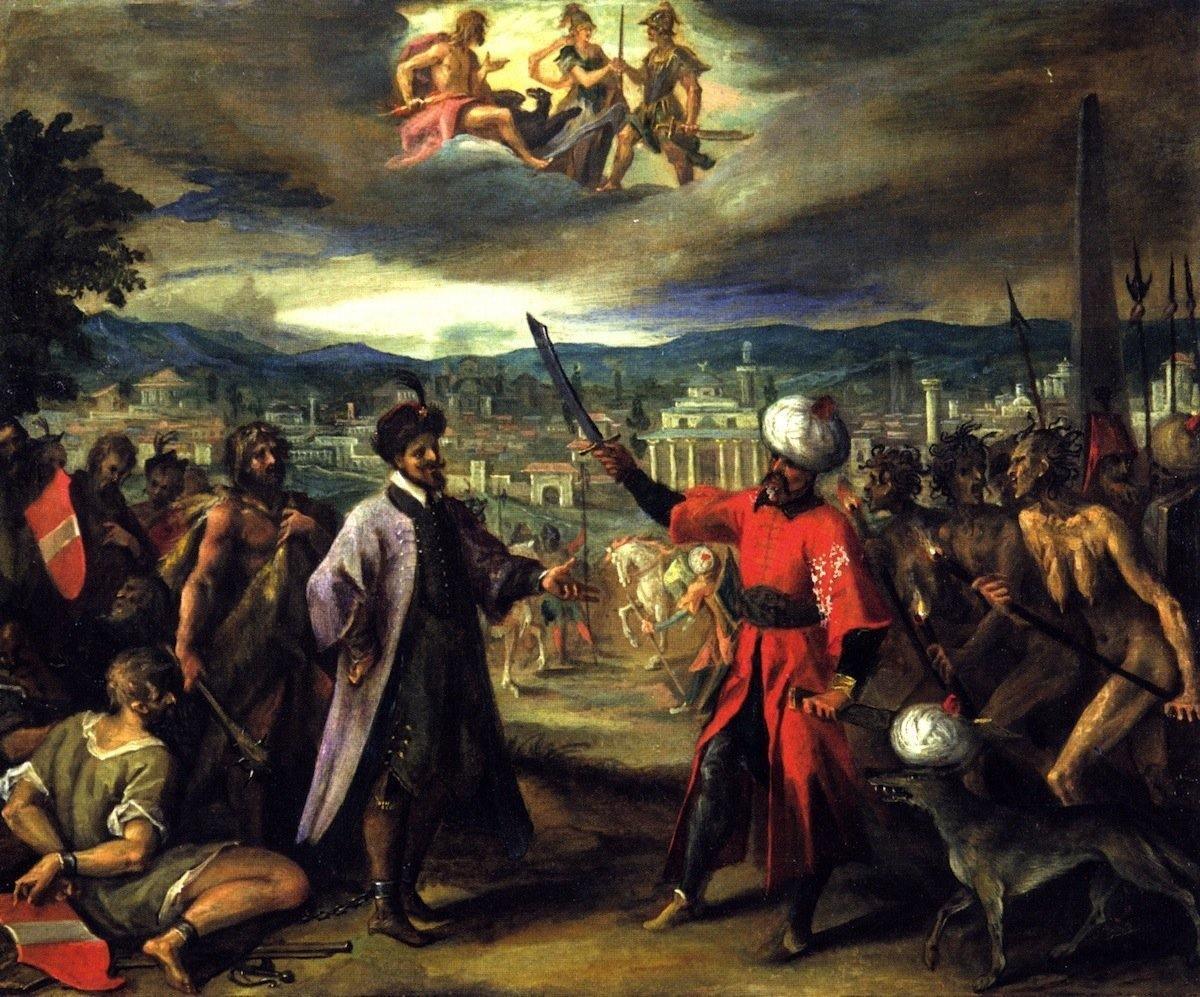 pintura Alegoría De La Declaración De La Guerra De Constantinopla - Hans von Aachen