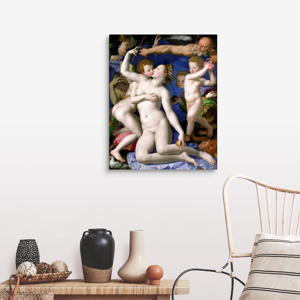pintura Alegoría del Triunfo de Venus (Alegoría con Venus y Cupido) - Angelo Bronzino