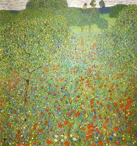 pintura Amapolas Florecientes - Gustav Klimt