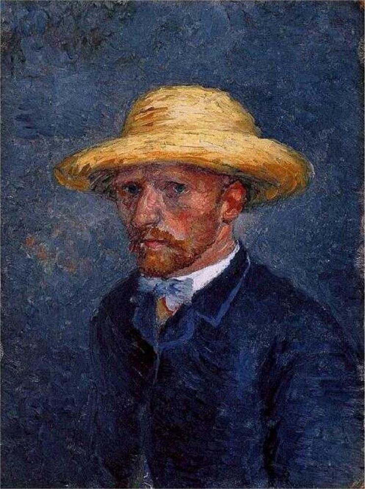 pintura Autorretrato Con Sombrero De Paja - Vincent Van Gogh