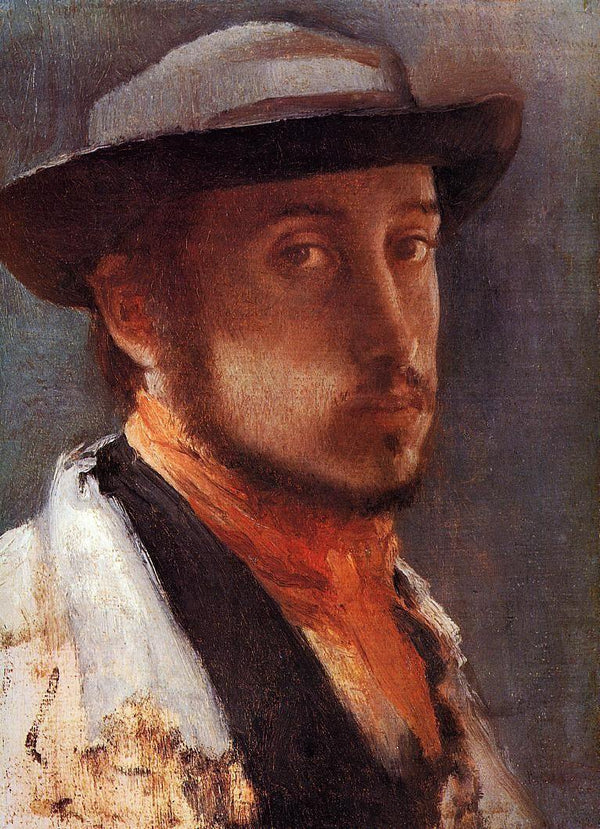 pintura Autorretrato En Un Sombrero Blando - Edgar Degas