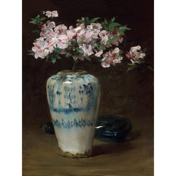 pintura Azalea Rosada En Un Jarrón Chino - William Merritt Chase